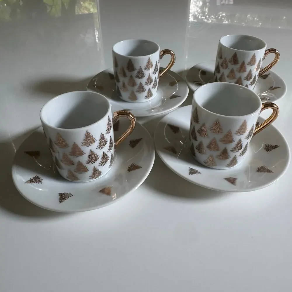 Centurion Collection Gold Holiday Demitasse Espresso Cups & Saucers | set of 4